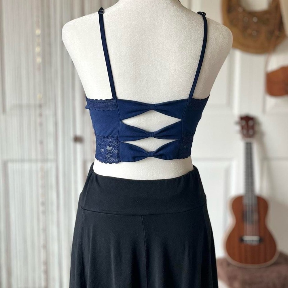 victorias secret navy lace bralette with bows